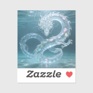 Adesivo Dragão de Água Iridescente Arte Fantasia Desenho d