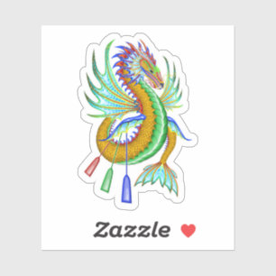 Adesivo Dragão de Água Vermelha Ouro com remos