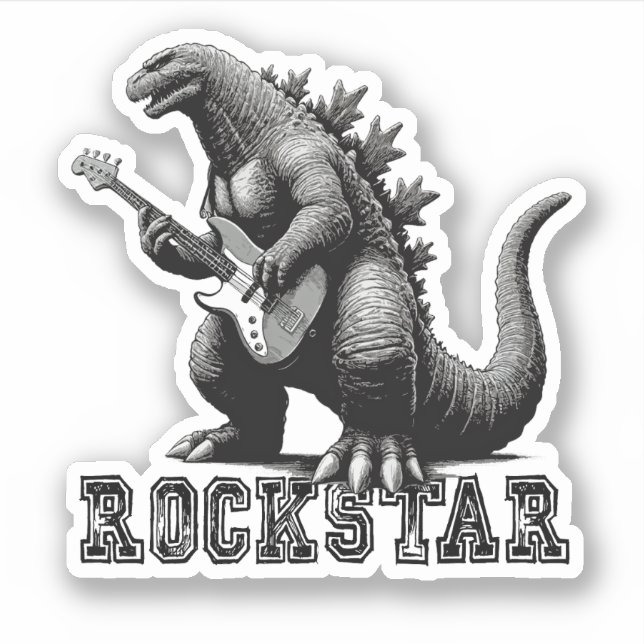 Adesivo Dragão de dinossauro Rockstar (Frente)