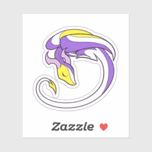 Adesivo Dragão do Orgulho Não Binário