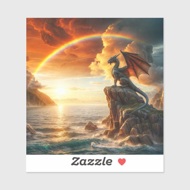 Adesivo Dragão olhando para o mar (Folha)