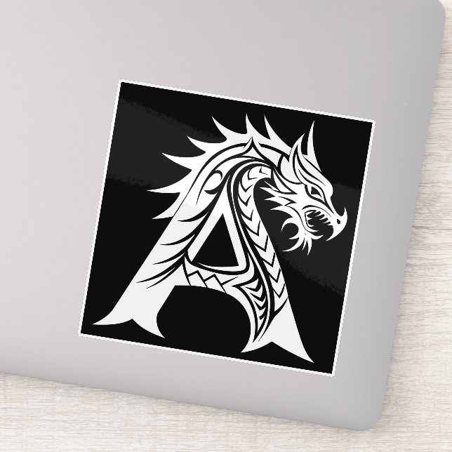 Adesivo Dragon Styled Letter A, Dragon Alphabet, Monogram (Detalhe)