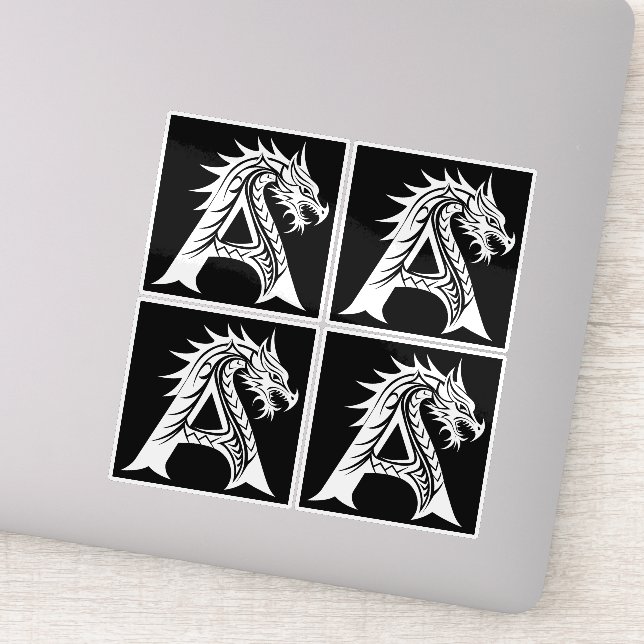 Adesivo Dragon Styled Letter A, Dragon Alphabet, Monogram (Detalhe)