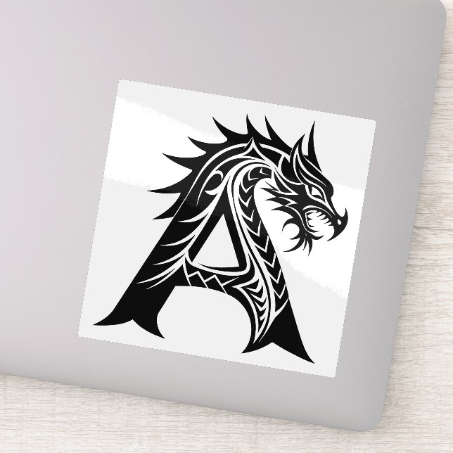 Adesivo Dragon Styled Letter A, Dragon Alphabet, Monogram (Detalhe)