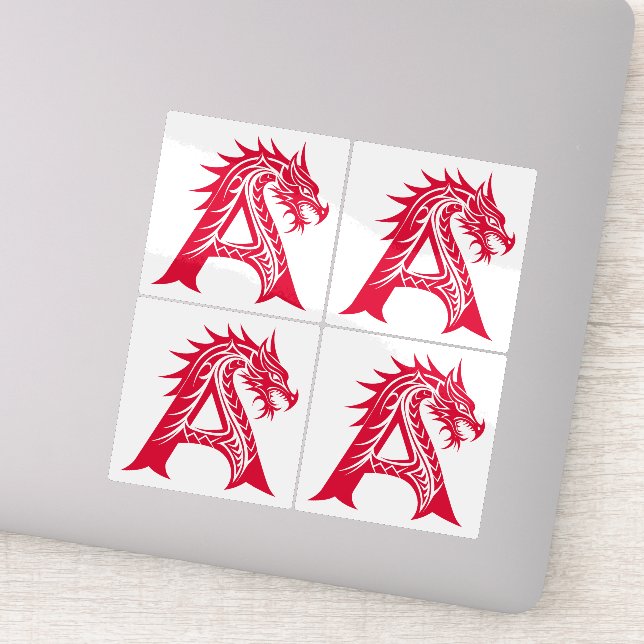 Adesivo Dragon Styled Letter A, Dragon Alphabet, Monogram (Detalhe)