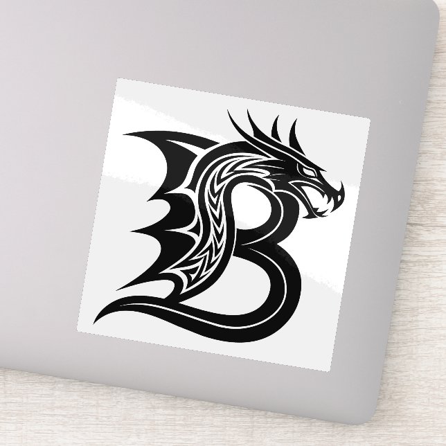 Adesivo Dragon Styled Letter B, Dragon Alphabet, Monogram (Detalhe)