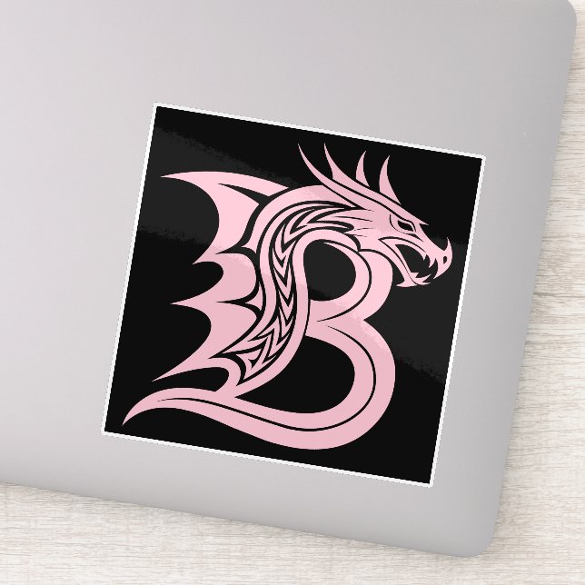 Adesivo Dragon Styled Letter B, Dragon Alphabet, Monogram (Detalhe)