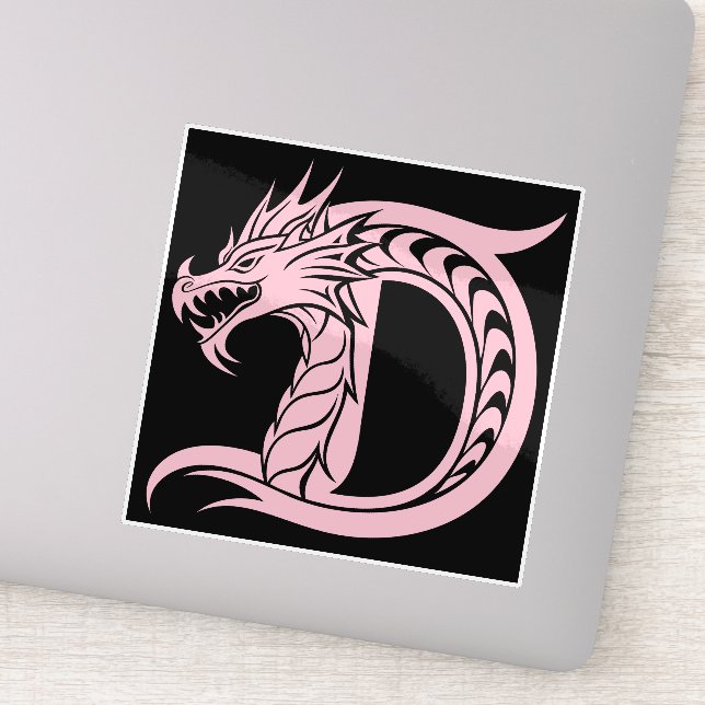 Adesivo Dragon Styled Letter D, Dragon Alphabet, Monogram (Detalhe)