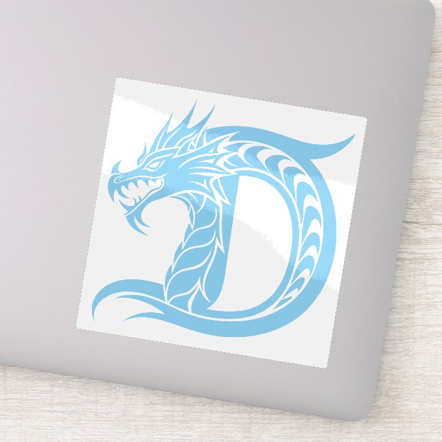 Adesivo Dragon Styled Letter D, Dragon Alphabet, Monogram (Detalhe)