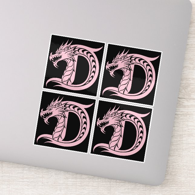 Adesivo Dragon Styled Letter D, Dragon Alphabet, Monogram (Detalhe)