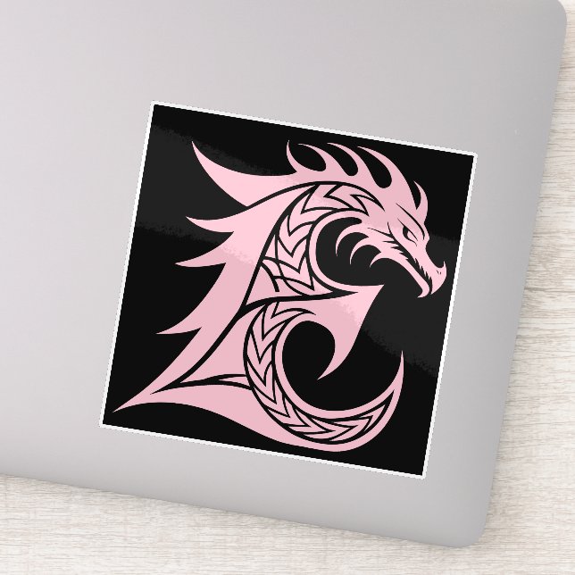 Adesivo Dragon Styled Letter E, Dragon Alphabet, Monogram (Detalhe)