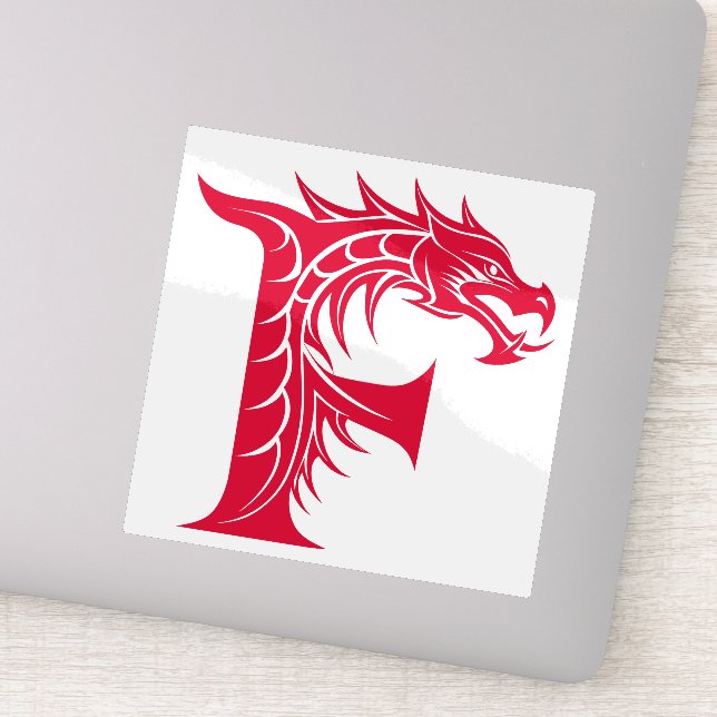 Adesivo Dragon Styled Letter F, Dragon Alphabet, Monogram (Detalhe)