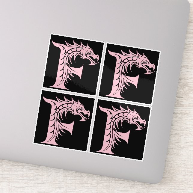Adesivo Dragon Styled Letter F, Dragon Alphabet, Monogram (Detalhe)