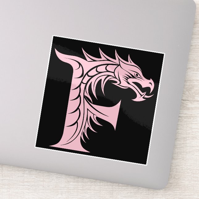 Adesivo Dragon Styled Letter F, Dragon Alphabet, Monogram (Detalhe)