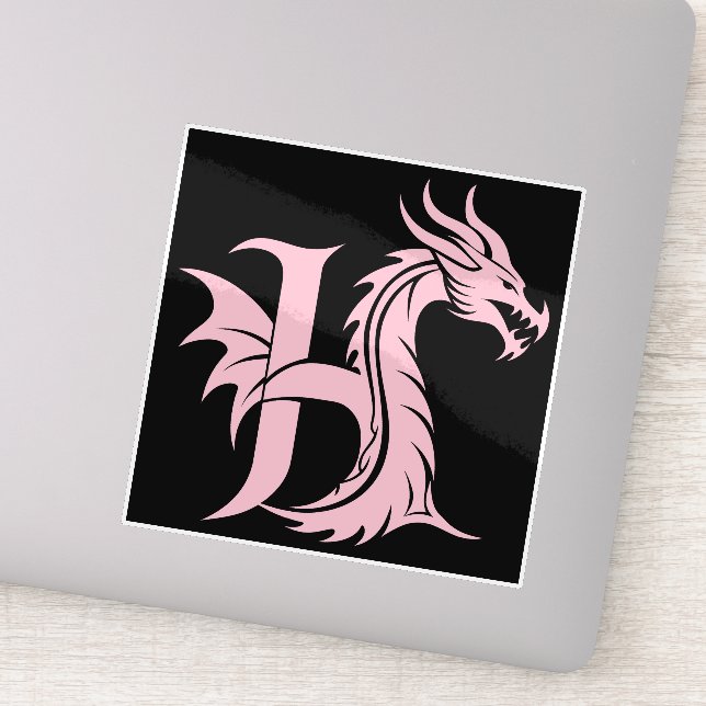 Adesivo Dragon Styled Letter H, Dragon Alphabet, Monogram (Detalhe)