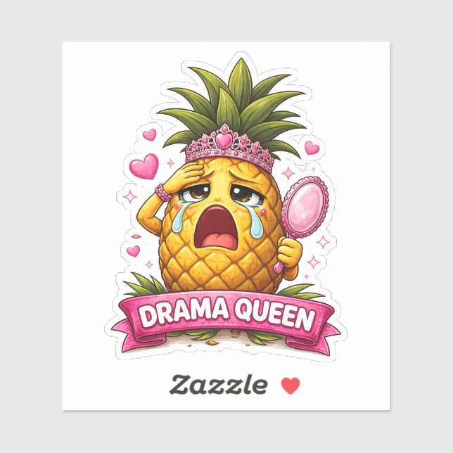 Adesivo Drama Queen Pineapple Custom-Cut Vinyl Sticker (Folha)