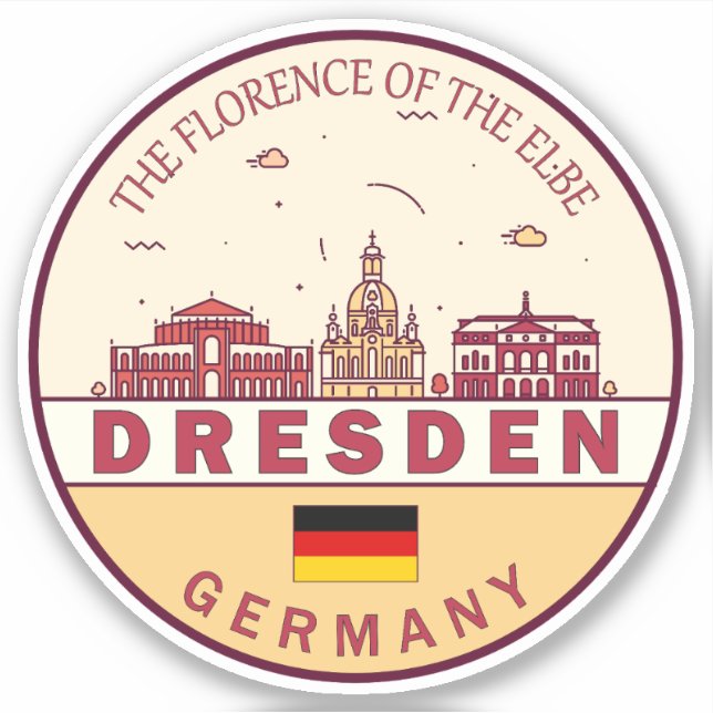 Adesivo Dresden Germany City Skyline Emblem (Frente)