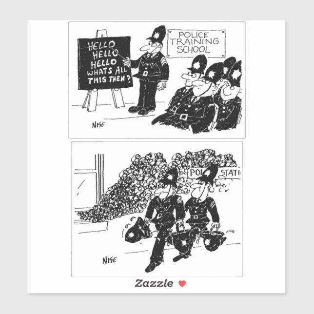 Adesivo Duas Cartoons Engraçadas da Polícia do Reino Unido (Folha)