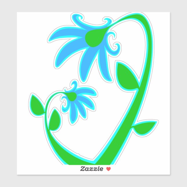 Adesivo Duas Flores Azuis (Folha)