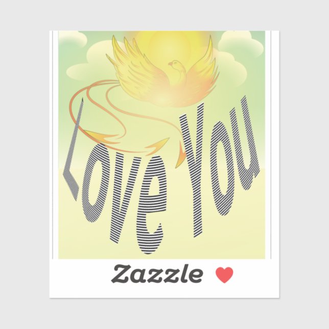 Adesivo Duas Palavras... Te Amo. Sobre o Pássaro Phoenix A (Folha)