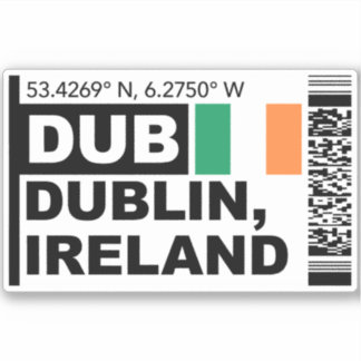 Adesivo DUB Dublin Boarding Pass - Ireland Travel