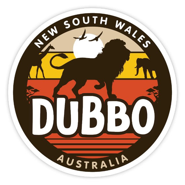 Adesivo Dubbo, NSW - Austrália Sticker (Dubbo, New South Wales Australia Retro Round Sticker)