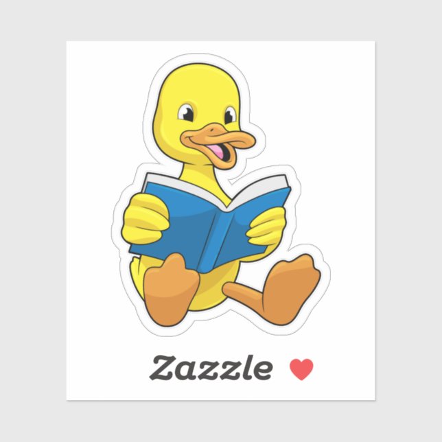 Adesivo Duck at Reading with Book (Folha)