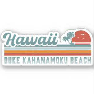 Adesivo Duke Kahanamoku Beach Hawaii Retro Palm Trees 60s