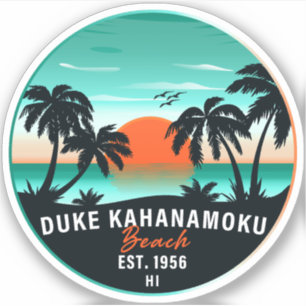 Adesivo Duke Kahanamoku Beach Hawaii Retro Sunset Souvenir