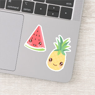 Adesivo Duo de Frutas Tropicais Kawaii Melancia & Abacax