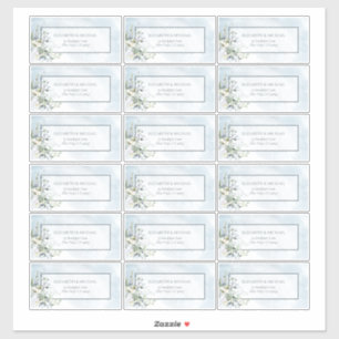 Adesivo Dusty Blue Botanical Greenery 18 Endereço de Convi