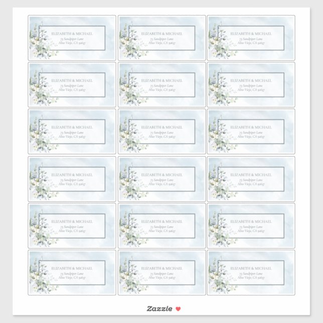 Adesivo Dusty Blue Botanical Greenery 18 Endereço de Convi (Folha)