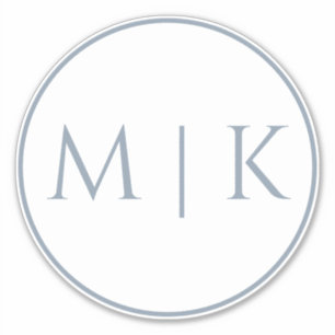 Adesivo Dusty Blue Monogramas Nome Simples Casamento Mínim