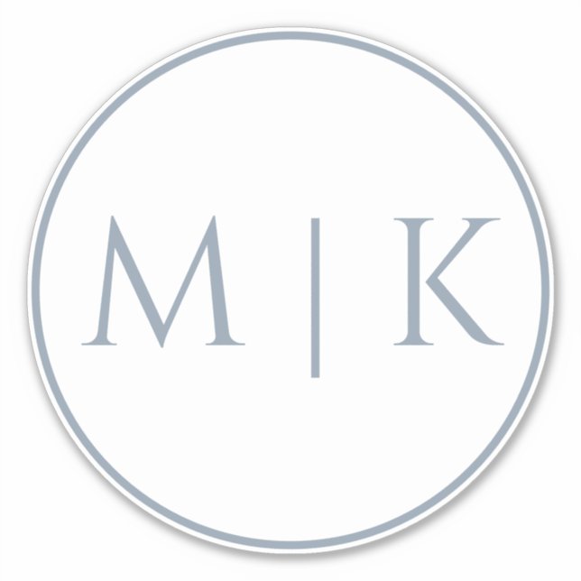 Adesivo Dusty Blue Monogramas Nome Simples Casamento Mínim (Frente)