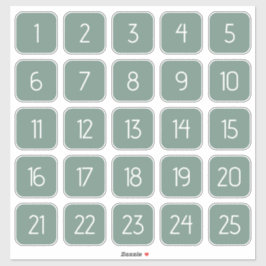 Adesivo Dusty Green Customizable Square Number Stickers
