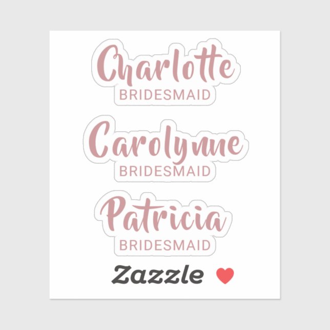Adesivo Dusty Rosa Bridesmaid Name Custom-Cut Sticker (Folha)