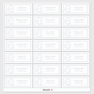 Adesivo Dusy Blue Leafy Crest Monograma Endereço Convidado