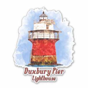 Adesivo Duxbury Pier Lighthouse Watercolor - Massachusetts