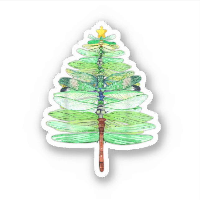 Adesivo Dy Funny Dragonfly Christmas Tree Xmas Insect Love (Frente)