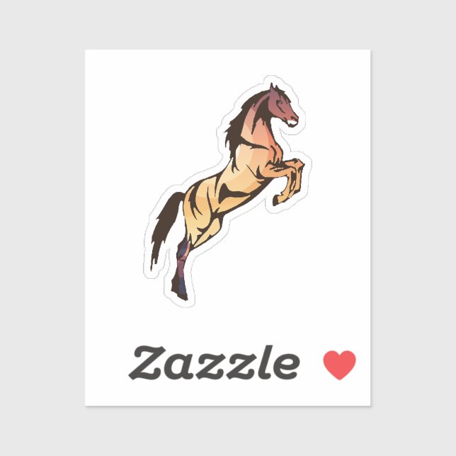 Adesivo Dynamic Rearing Horse Watercolor Art Sticker (Folha)