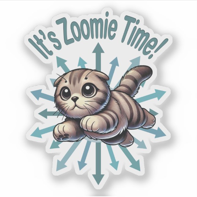 Adesivo É a Hora do Zoom Gato Scottish Fold (Frente)