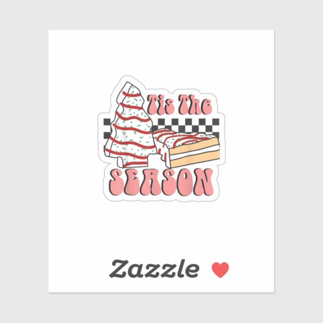 Adesivo É a Temporada Árvore de Natal Groovy Retro Debbie  (Folha)