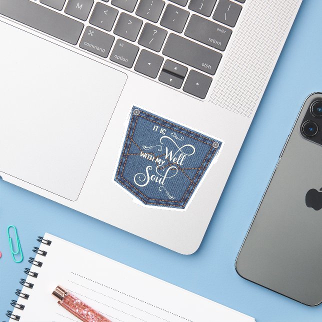 Adesivo É bem bolso de jeans (Notebook com iPhone)
