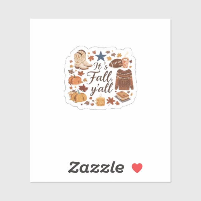 Adesivo É Design básico outono Y’all (Folha)
