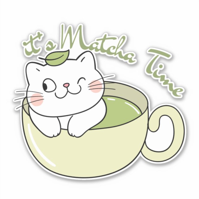 Adesivo é hora do matcha, matcha (Frente)
