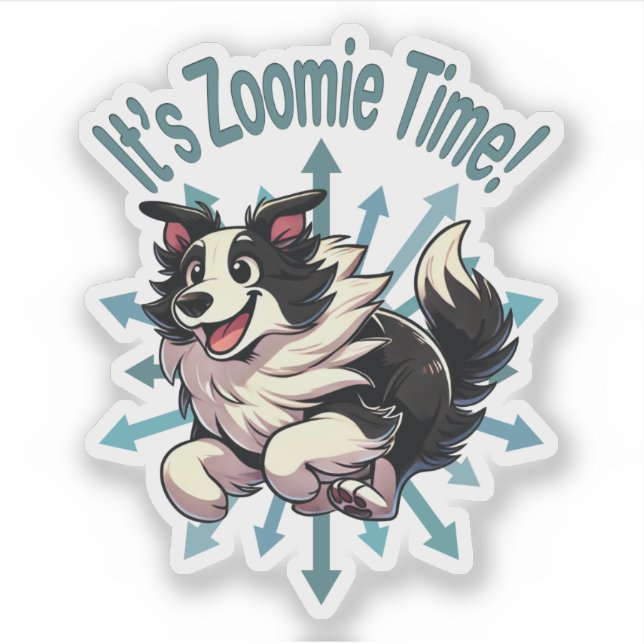 Adesivo É Hora do Zoomie Border Collie (Frente)