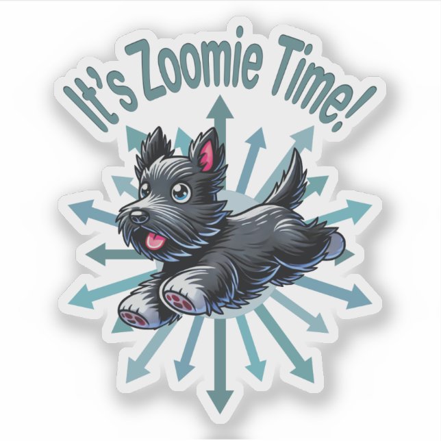 Adesivo É hora do Zoomie Scottish Terrier (Frente)