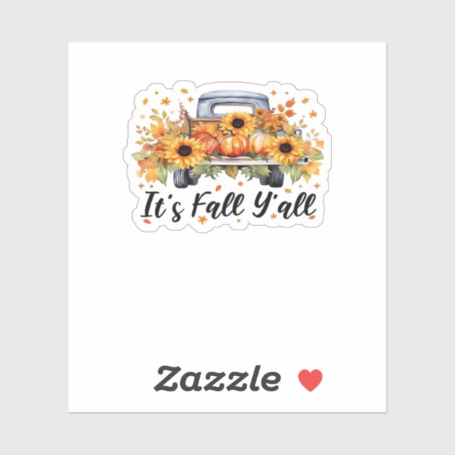 Adesivo É outono, "Pumpkin Autumn Tree Hello Fall Wom" (Folha)