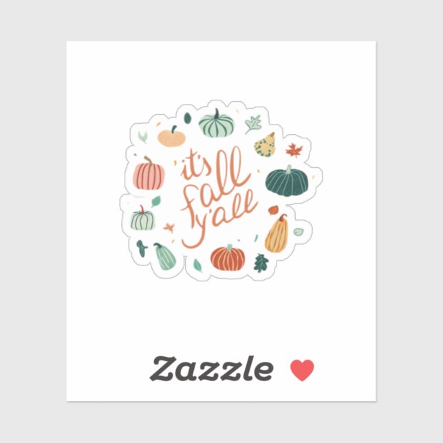 Adesivo É outono Y'all. Queda Com Bombas E Folhas (Folha)