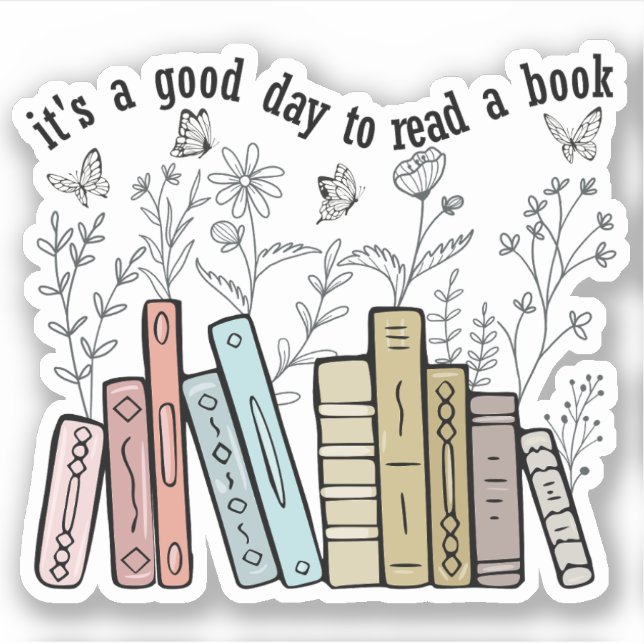 Adesivo É um bom dia para ler um livro (Frente)